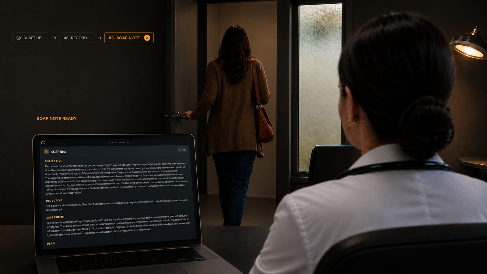 Cognivolt generated SOAP note shown on screen, ready as the patient leaves the room
